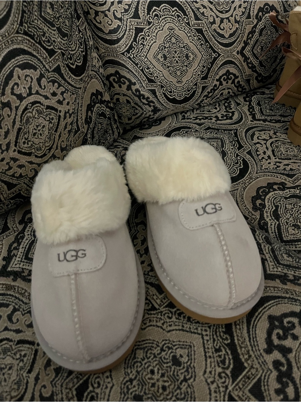 UGG Women's Plush Shearling Clog Slippers in Cream